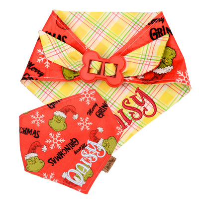 Bone Clasp Christmas Grinch Bone Clasp Bandana by Life for Pawz – Handmade for pets
