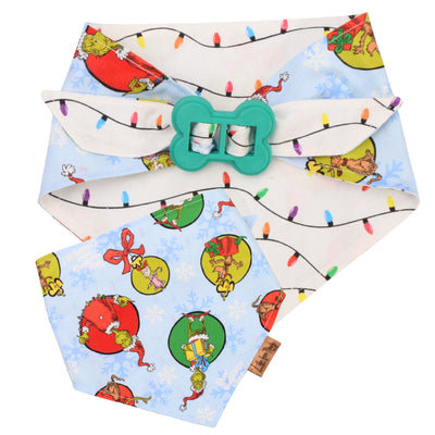 Bone Clasp Christmas Grinch Lights Bone Clasp Bandana by Life for Pawz – Handmade for pets
