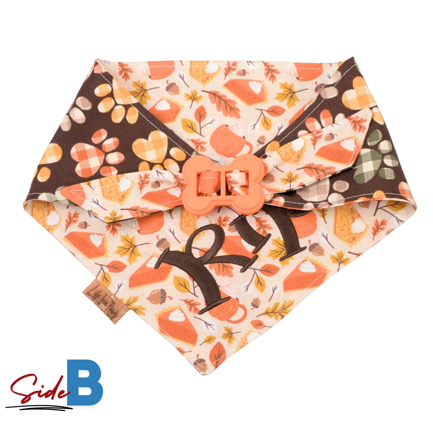 Bone Clasp Fall Paw Print Bandana by Life for Pawz – Handmade for pets