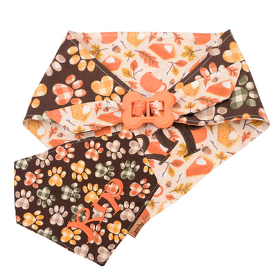 Bone Clasp Fall Paw Print Bandana by Life for Pawz – Handmade for pets