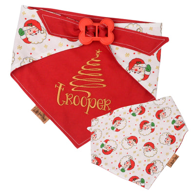 Bone Clasp Playful Santa Bone Clasp Closure Dog Bandana by Life for Pawz – Handmade for pets