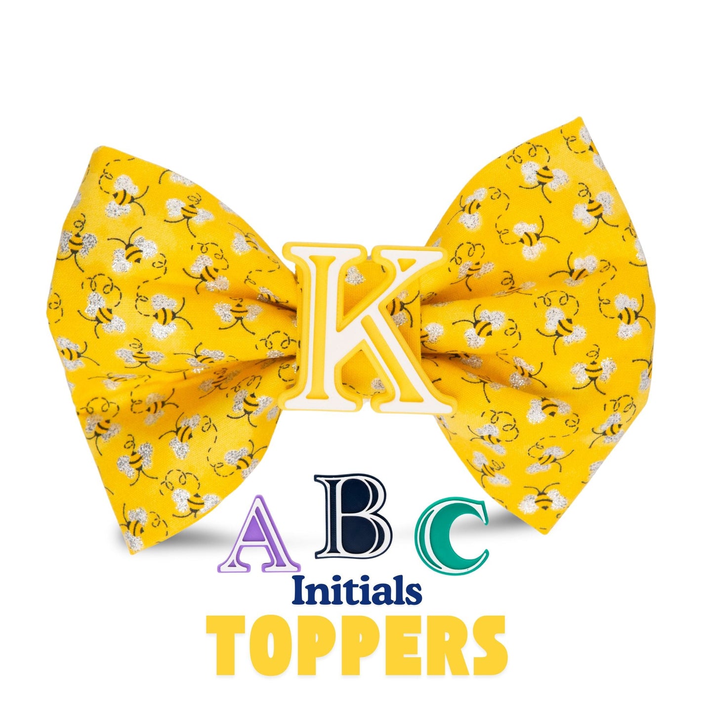 Bowtie Honeybee Bowtie with Initial Topper by Life for Pawz – Handmade for pets