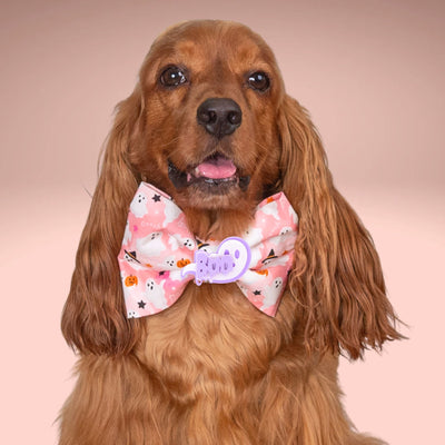Bowtie Pink Boo Ghost Bowtie by Life for Pawz – Handmade for pets