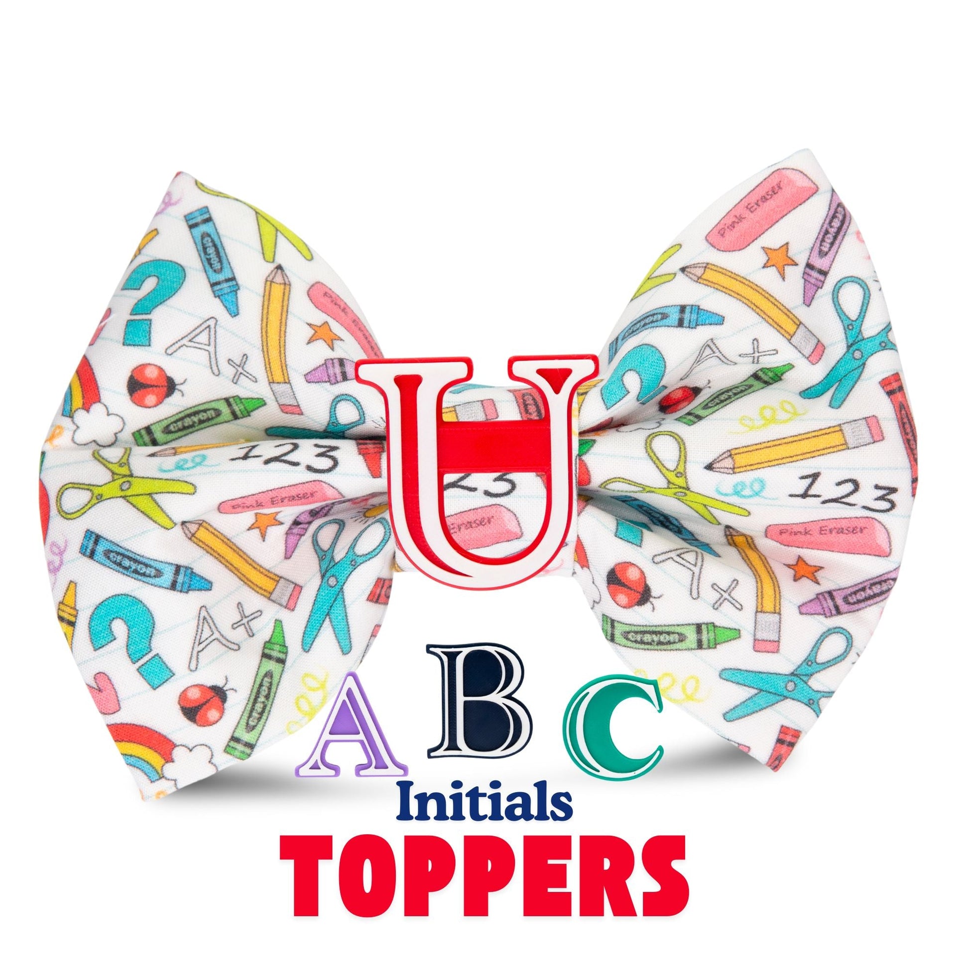 Bowtie School Oversized Bow with Initial by Life for Pawz – Handmade for pets