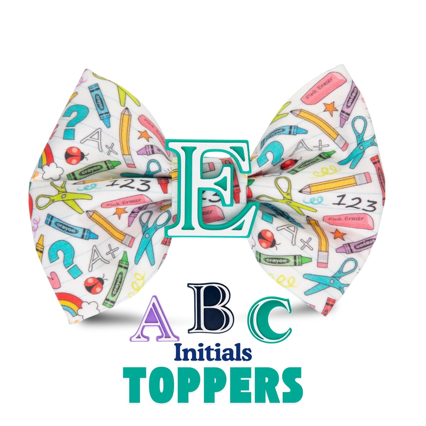 Bowtie School Oversized Bow with Initial by Life for Pawz – Handmade for pets