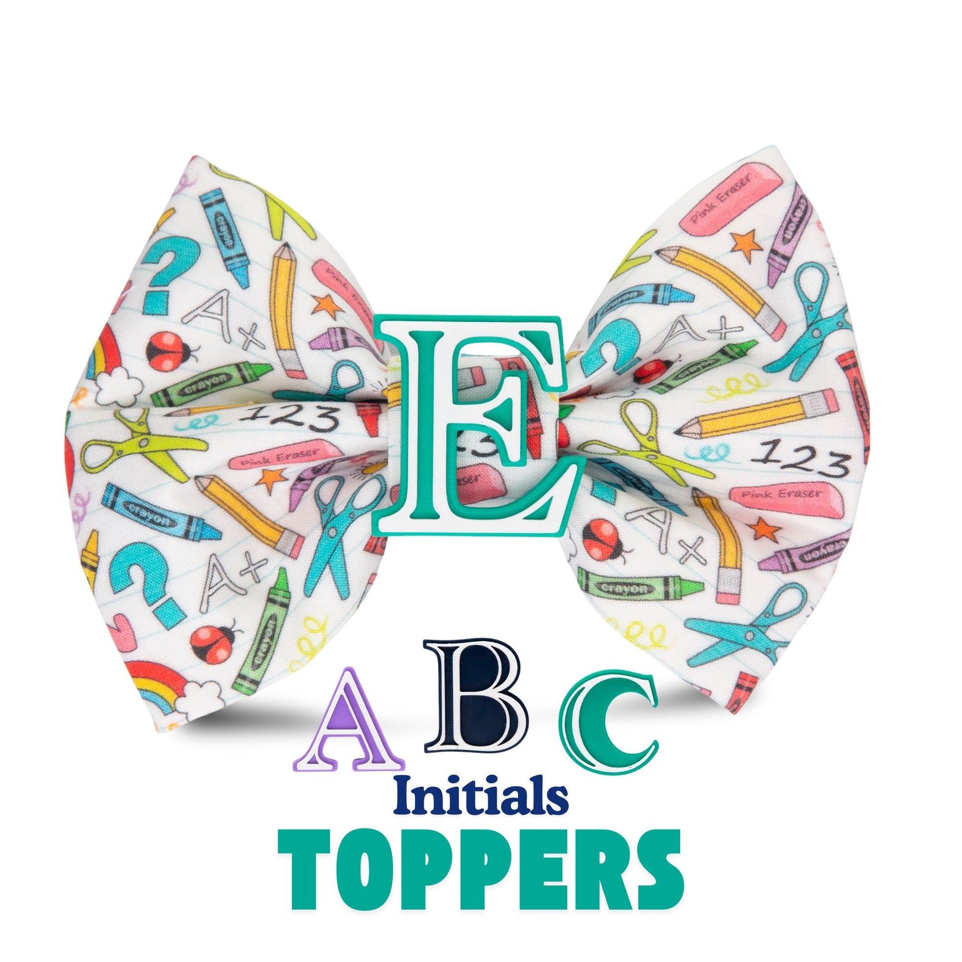 Bowtie School Oversized Bow with Initial by Life for Pawz – Handmade for pets