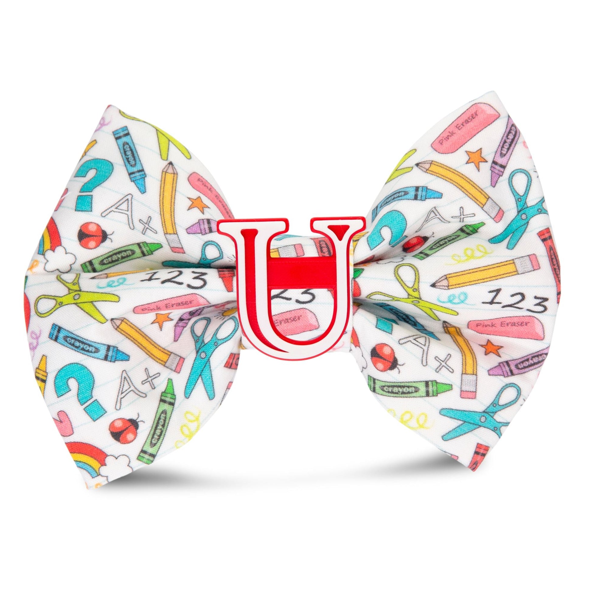 Bowtie School Oversized Bow with Initial by Life for Pawz – Handmade for pets