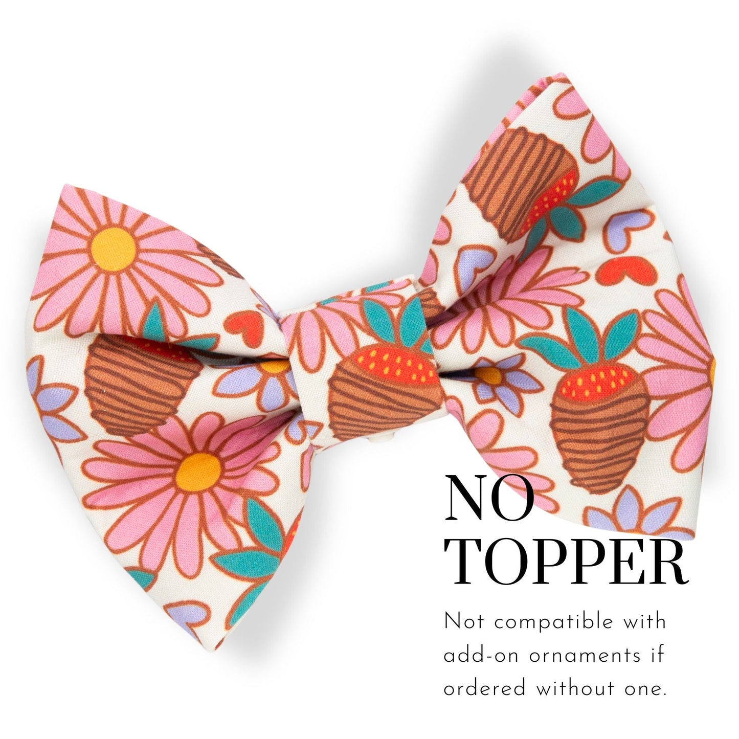 Bowtie Strawberry Daisy Bowtie with Initial by Life for Pawz – Handmade for pets
