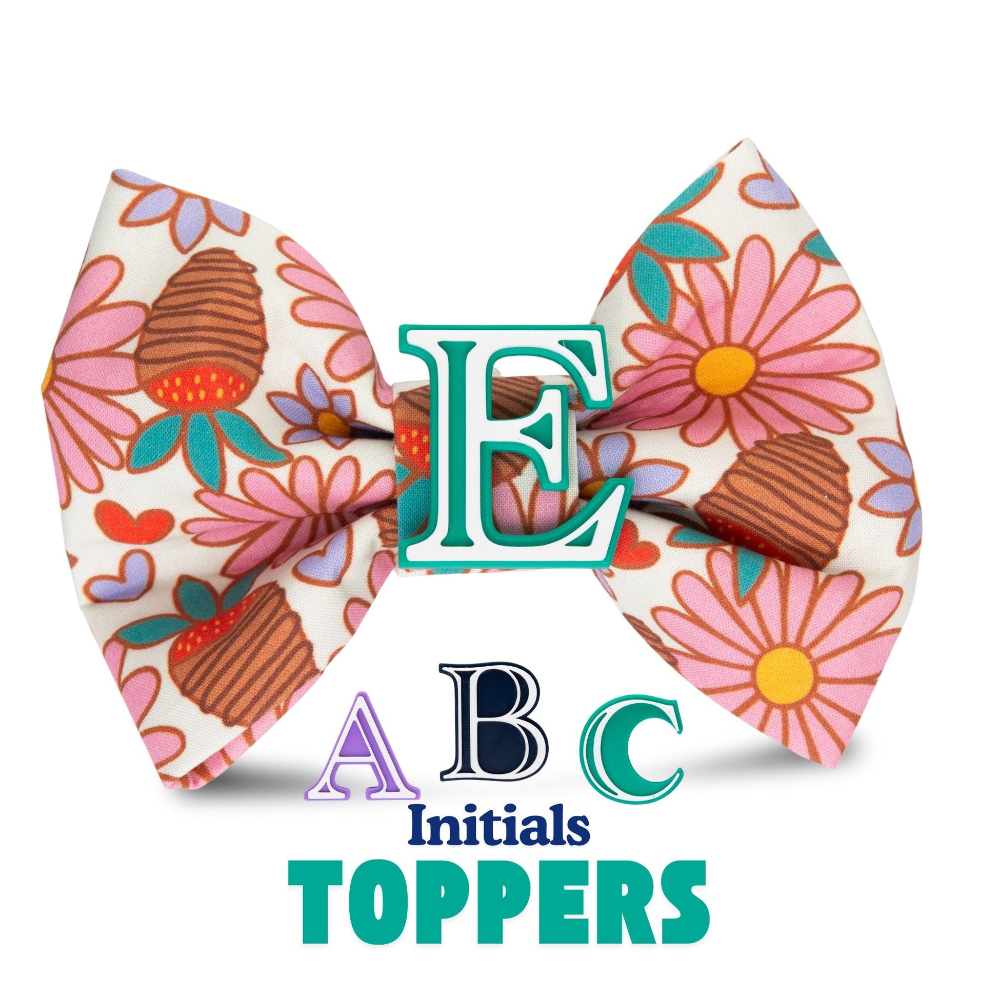 Bowtie Strawberry Daisy Bowtie with Initial by Life for Pawz – Handmade for pets