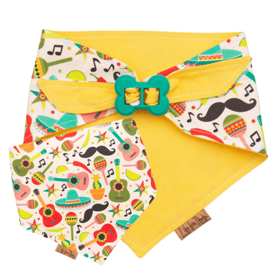Dog bandana Fiesta & Yellow Dog Bandana – Reversible with Bone Clasp - Life for Pawz - Bone Clasp