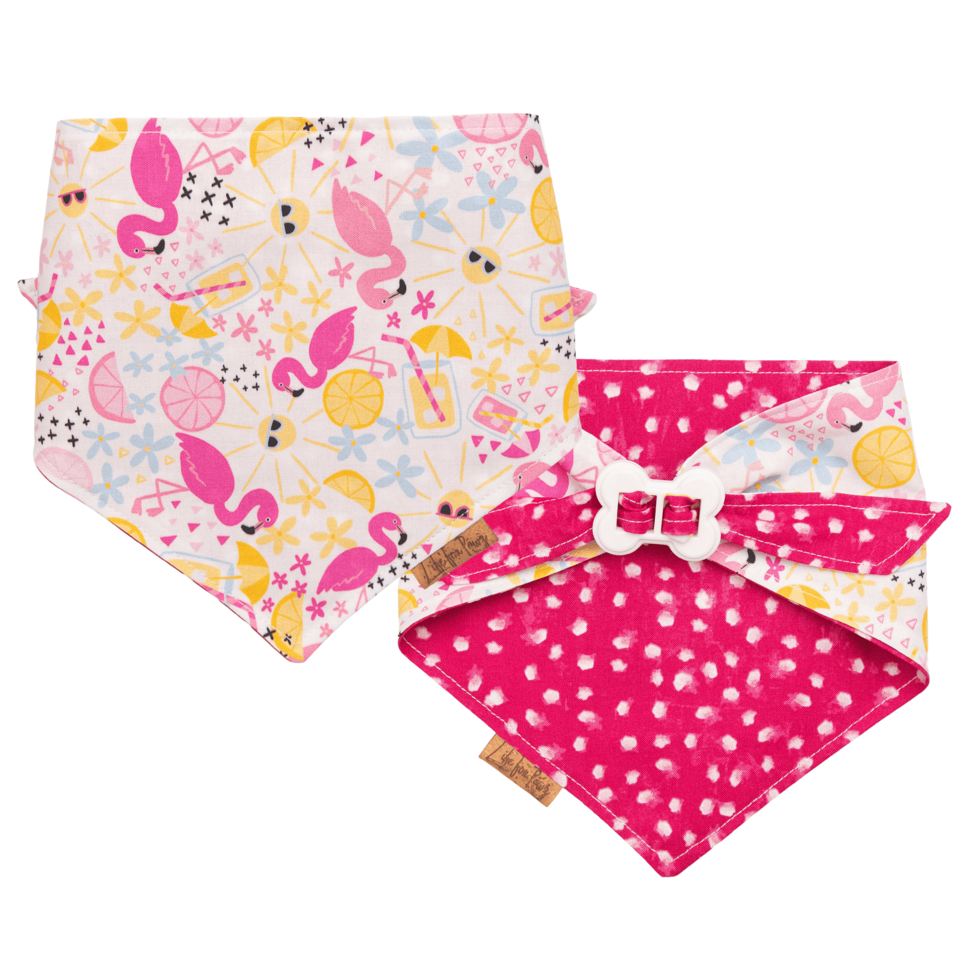 Dog bandana Flamingo & Pink Dot Dog Bandana - Life for Pawz - Bone Clasp