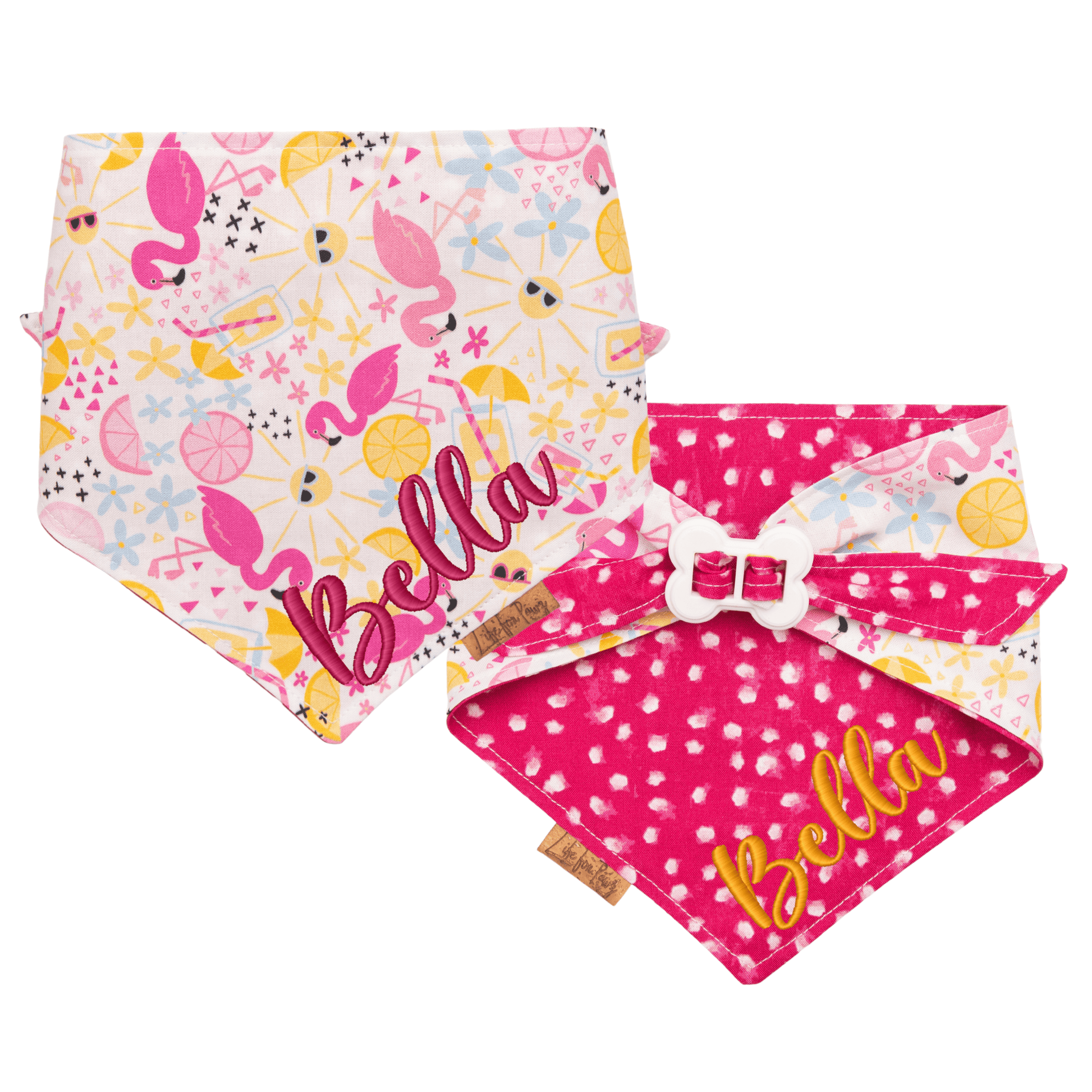 Dog bandana Flamingo & Pink Dot Dog Bandana - Life for Pawz - Bone Clasp
