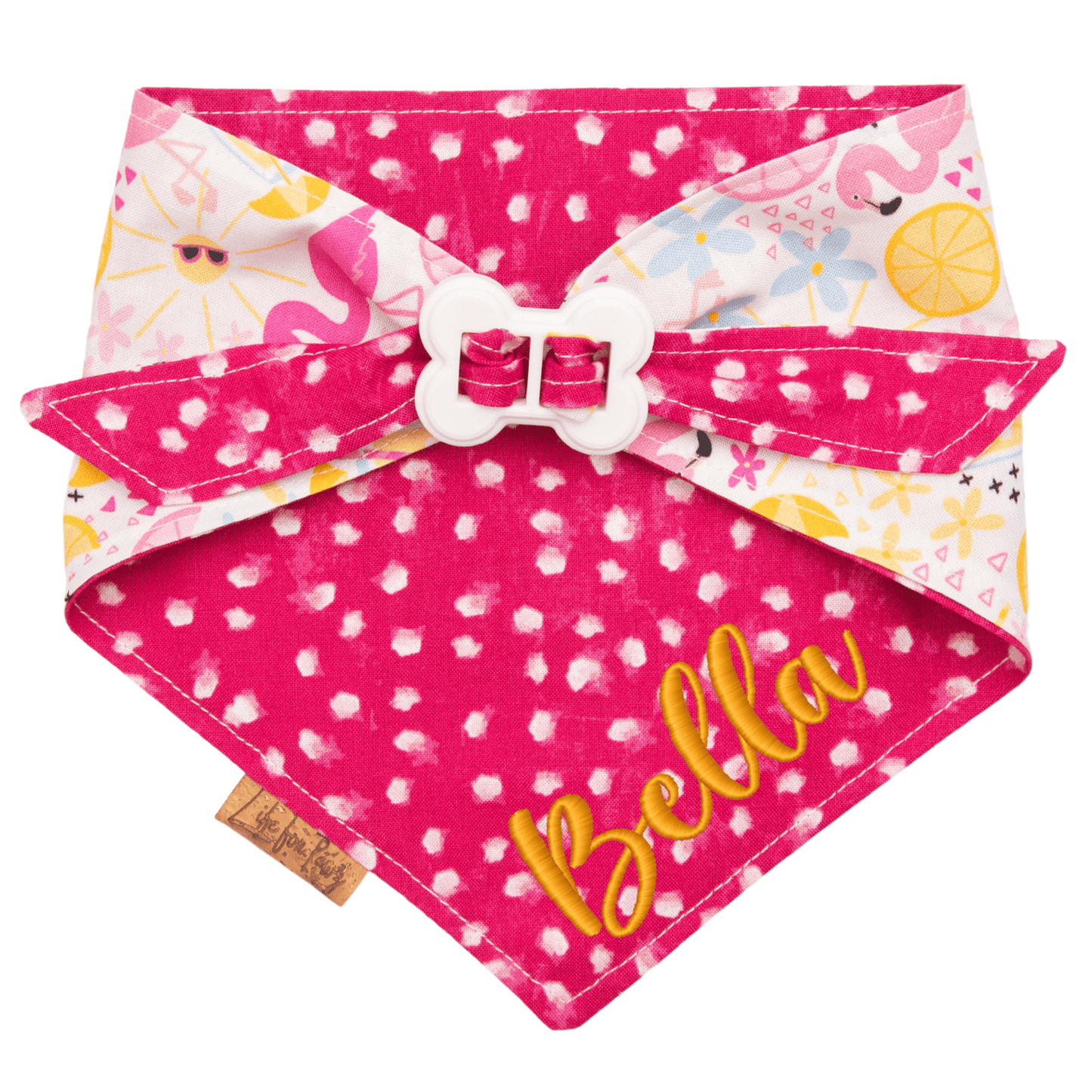 Dog bandana Flamingo & Pink Dot Dog Bandana - Life for Pawz - Bone Clasp