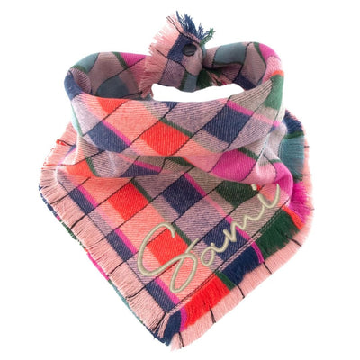 Flannel Bandanas Bright Multicolor Plaid by Life for Pawz – Handmade for pets