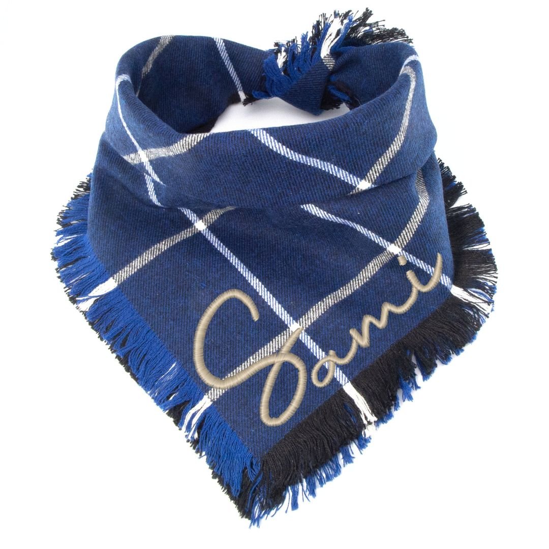 Flannel Bandanas Navy Blue Plaid by Life for Pawz – Handmade for pets