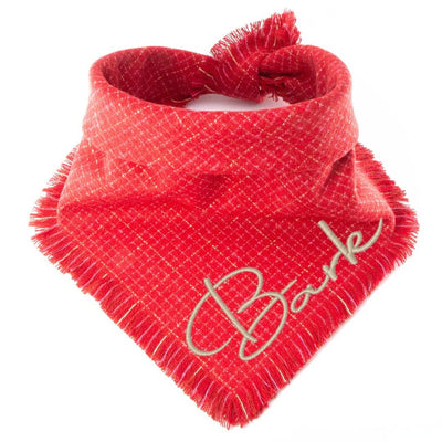 Flannel Bandanas Red & Gold Sparkle by Life for Pawz – Handmade for pets