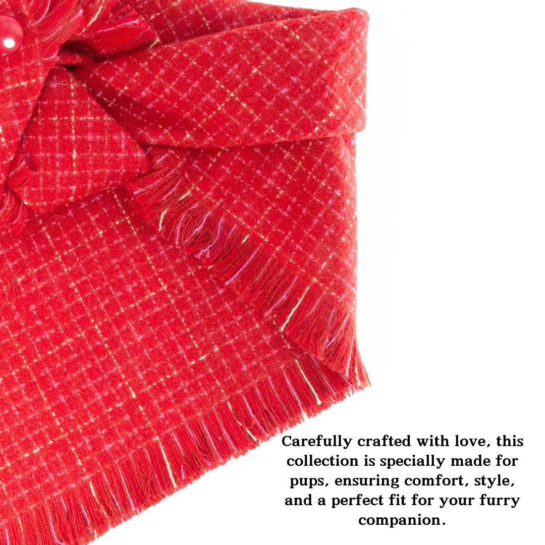 Flannel Bandanas Red & Gold Sparkle by Life for Pawz – Handmade for pets