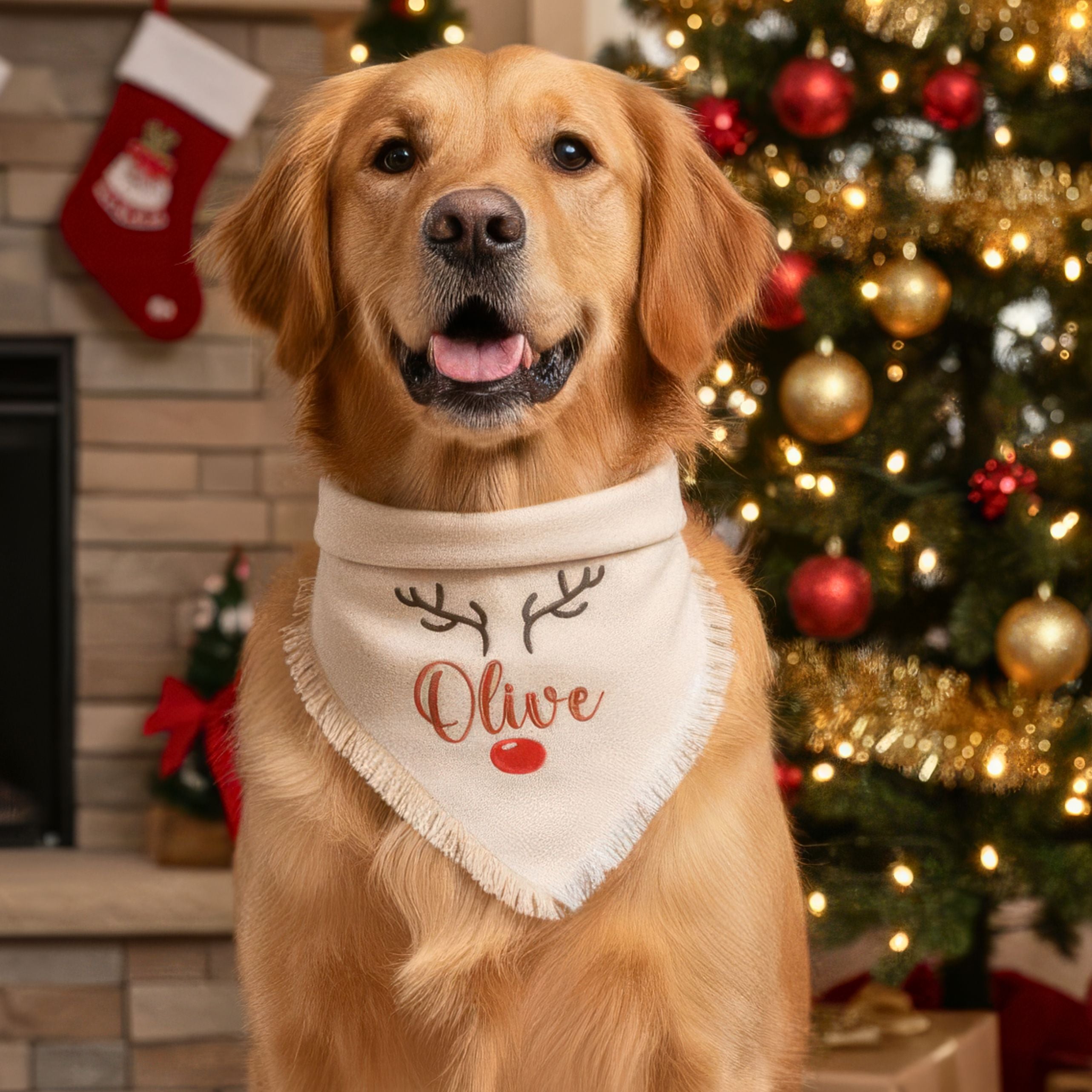 Flannel Bandanas Reindeer Flannel Dog Bandana by Life for Pawz – Handmade for pets