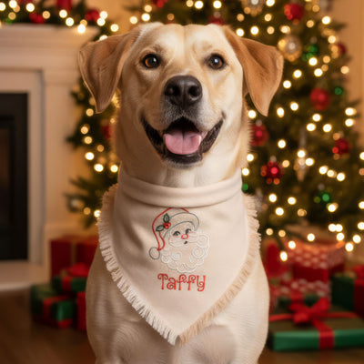Flannel Bandanas Santa Flannel Dog Bandana by Life for Pawz – Handmade for pets