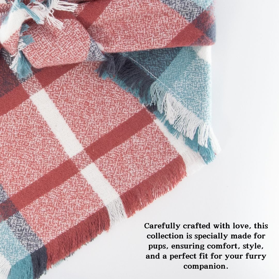 Flannel Bandanas Teal & Rust Plaid by Life for Pawz – Handmade for pets