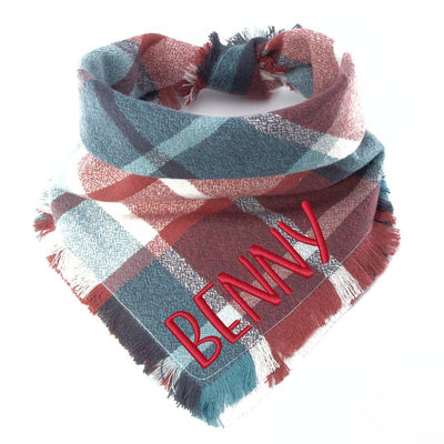 Flannel Bandanas Teal & Rust Plaid by Life for Pawz – Handmade for pets