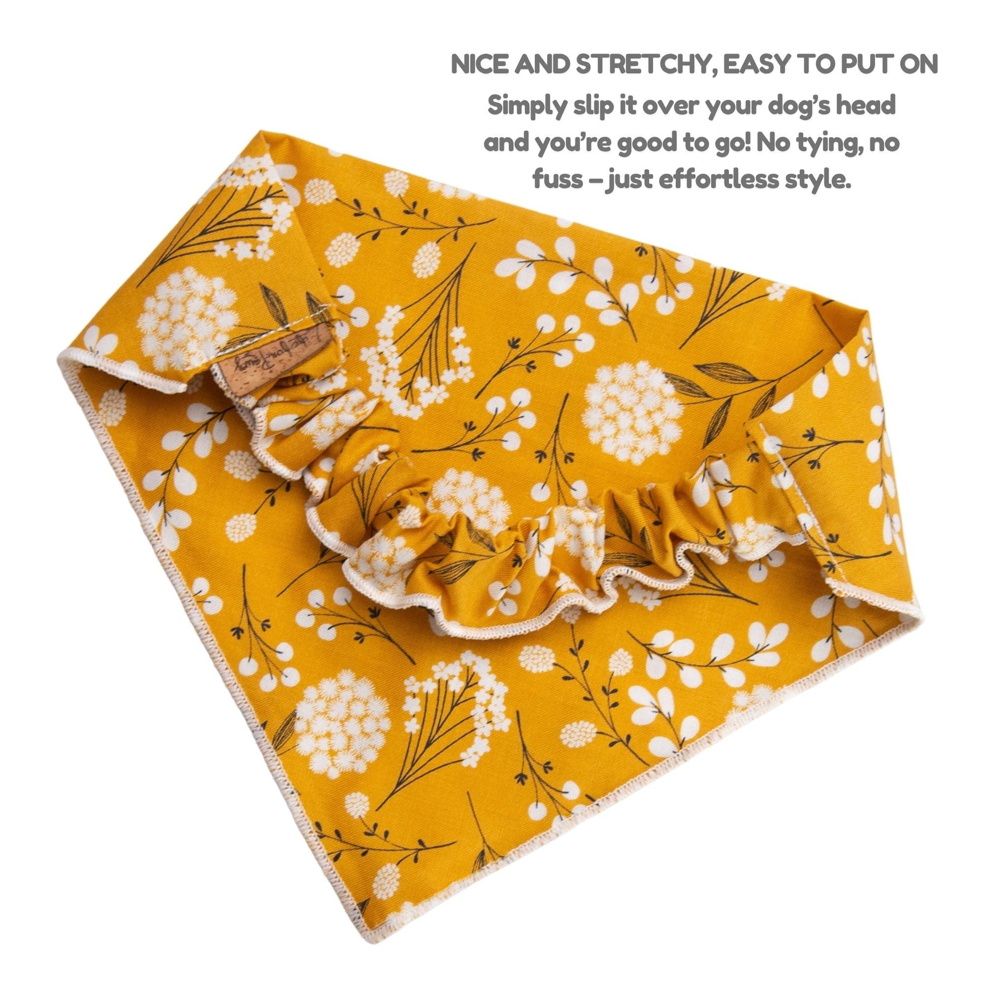 Dog bandana Golden Floral Embroidered Scrunchie Dog Bandana - Life for Pawz - 