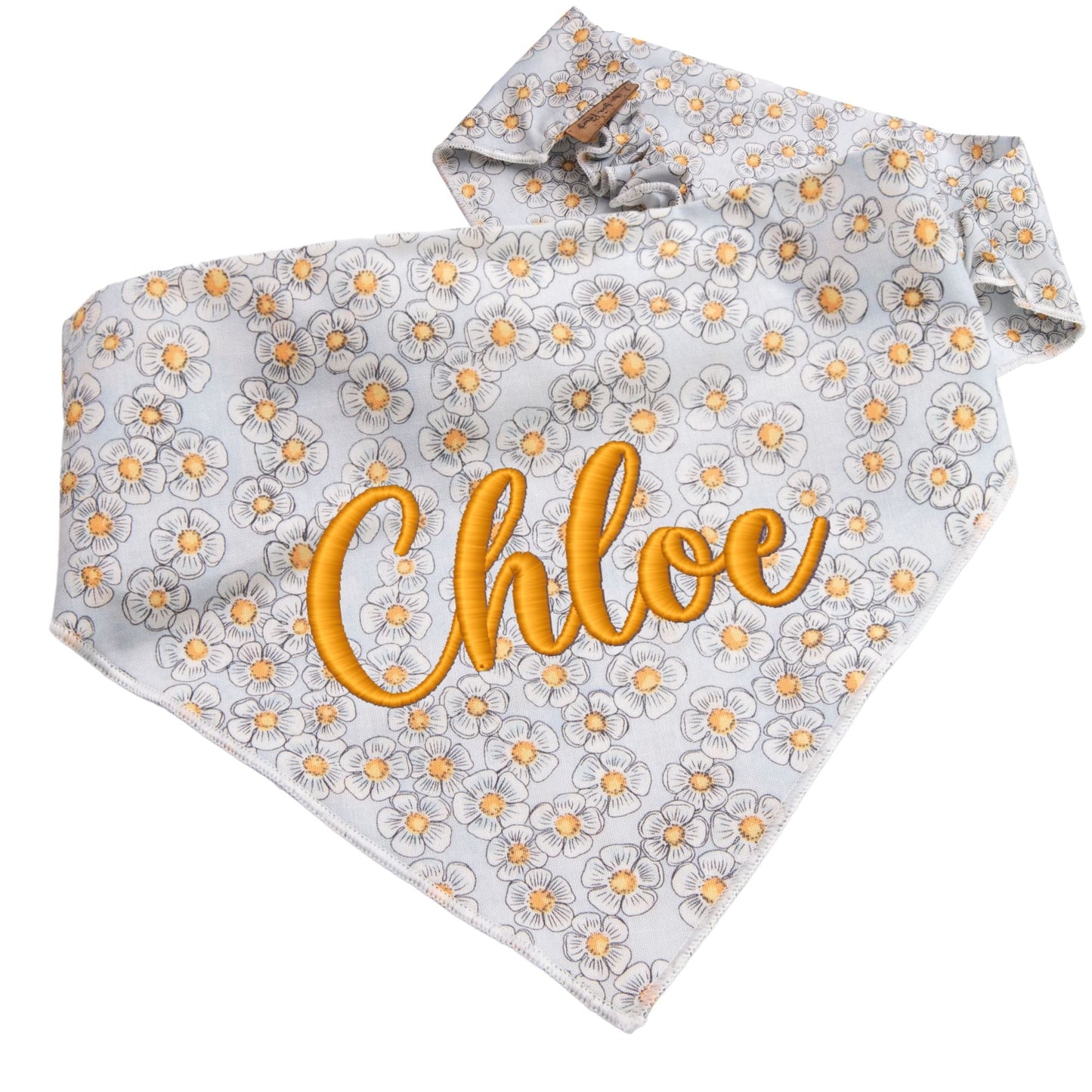 Dog bandana Gray Daisy Embroidered Scrunchie Dog Bandana - Life for Pawz - 