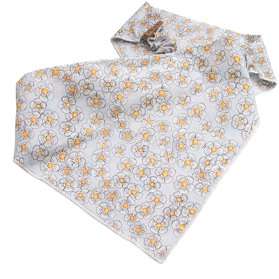 Dog bandana Gray Daisy Embroidered Scrunchie Dog Bandana - Life for Pawz - 