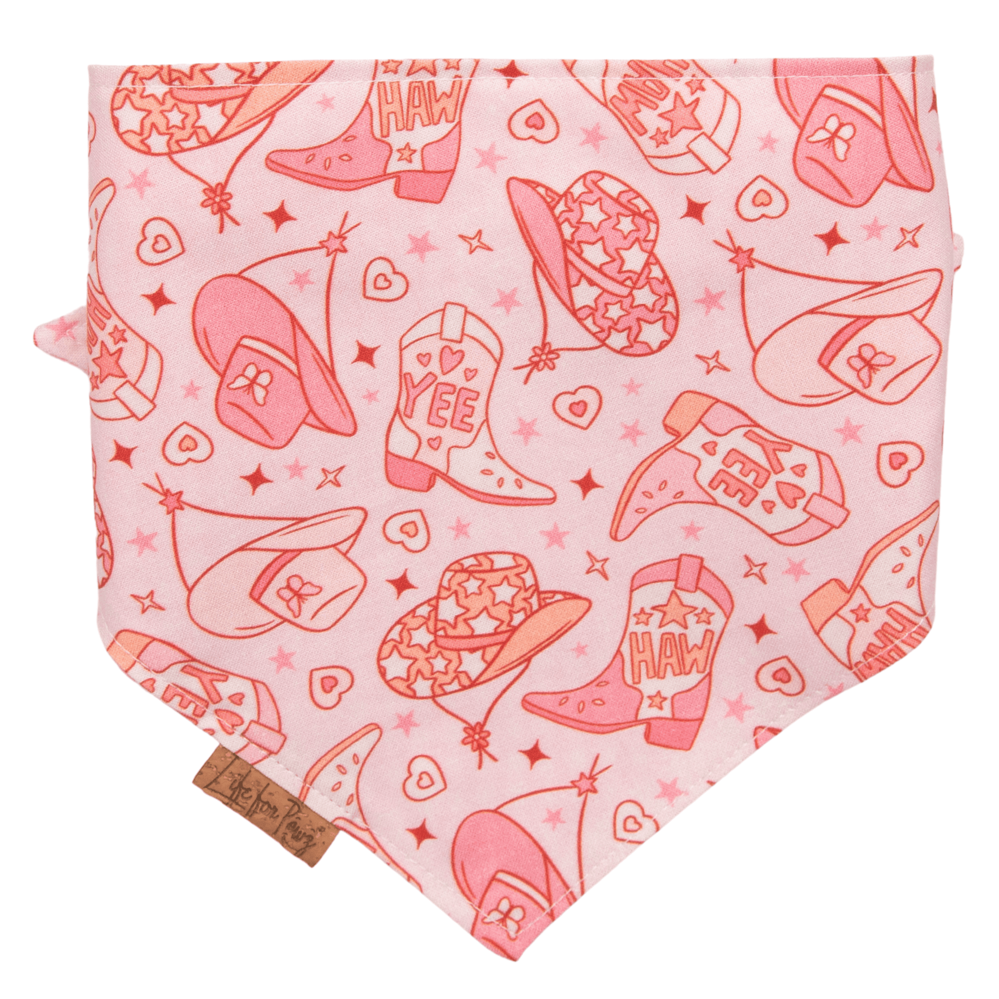 Dog bandana Pink Cowgirl & Gingham Personalized Reversible Dog Bandana - Life for Pawz - Bone Clasp