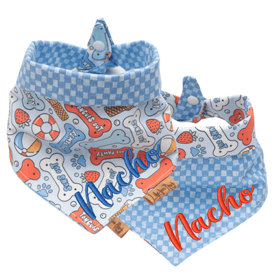 Dog bandana Pool Party & Blue Check Reversible Dog Bandana - Life for Pawz - Reversible Dog Bandana