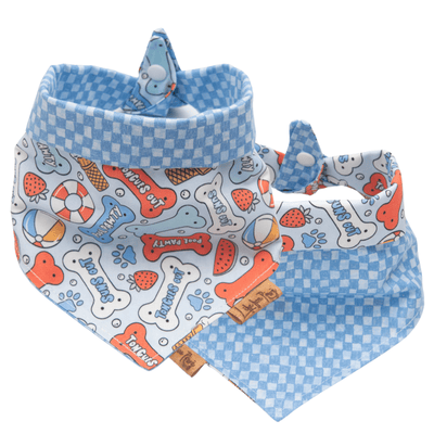 Dog bandana Pool Party & Blue Check Reversible Dog Bandana - Life for Pawz - Reversible Dog Bandana