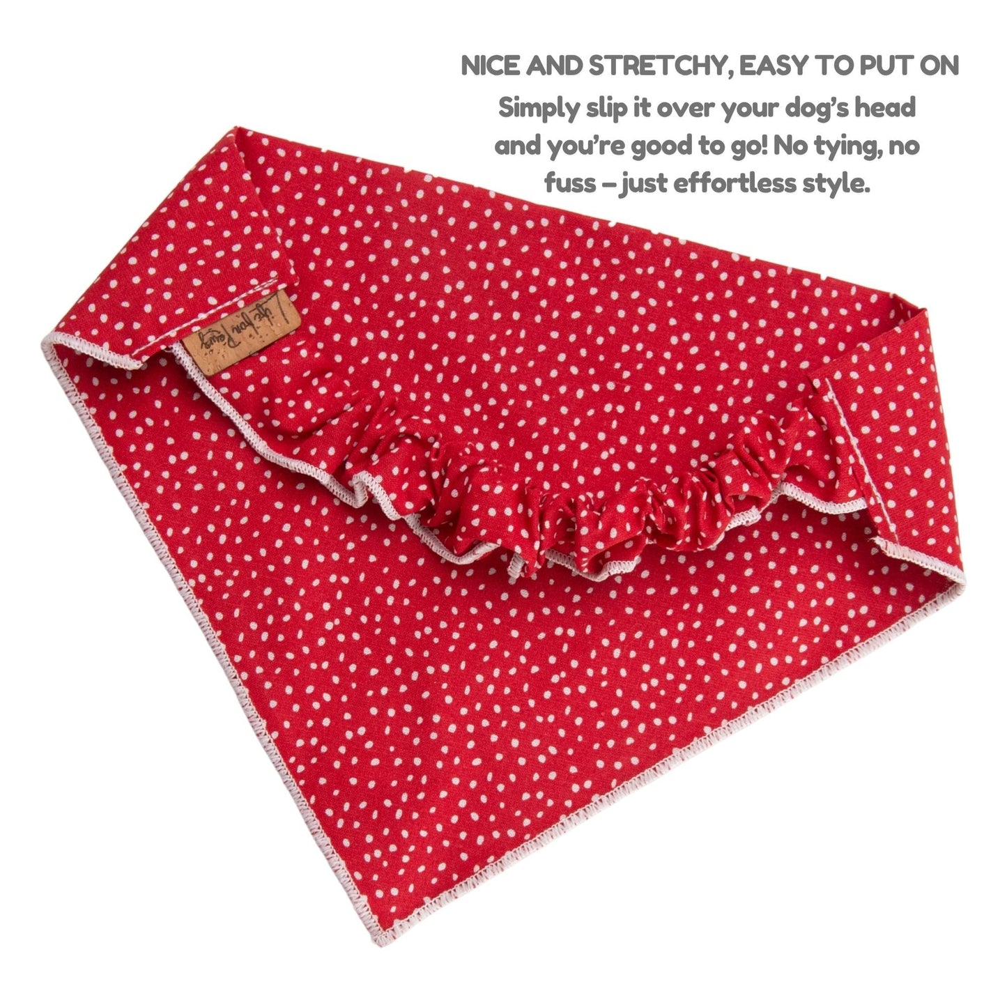 Dog bandana Red Polka Dot Embroidered Scrunchie Dog Bandana - Life for Pawz - 