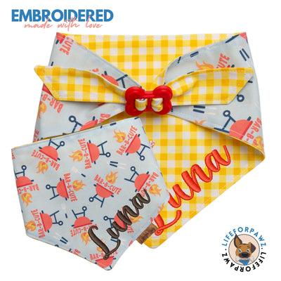 Dog bandana Reversible BAR - B - CUTE Dog Bandana - Life for Pawz - Bone Clasp