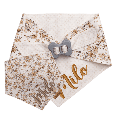 Dog bandana Reversible Beige Floral Dog Bandana - Life for Pawz - Bone Clasp