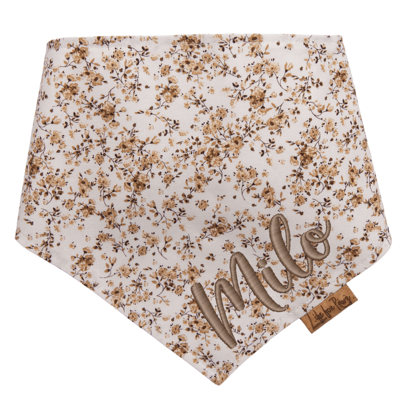 Dog bandana Reversible Beige Floral Dog Bandana - Life for Pawz - Bone Clasp