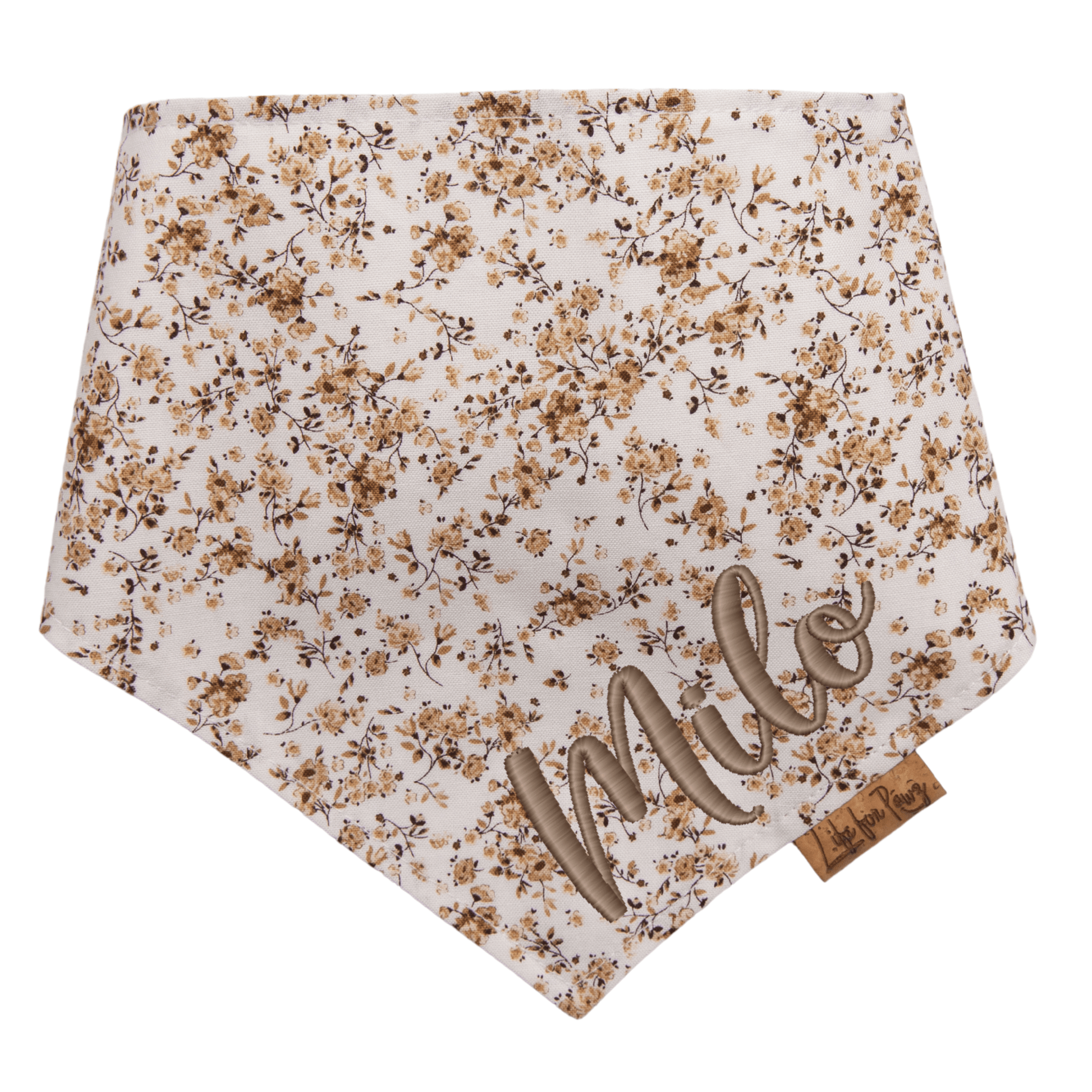 Dog bandana Reversible Beige Floral Dog Bandana - Life for Pawz - Bone Clasp
