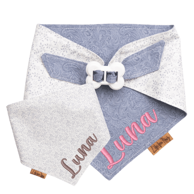 Dog bandana Reversible Blue Floral Dog Bandana - Life for Pawz - Bone Clasp