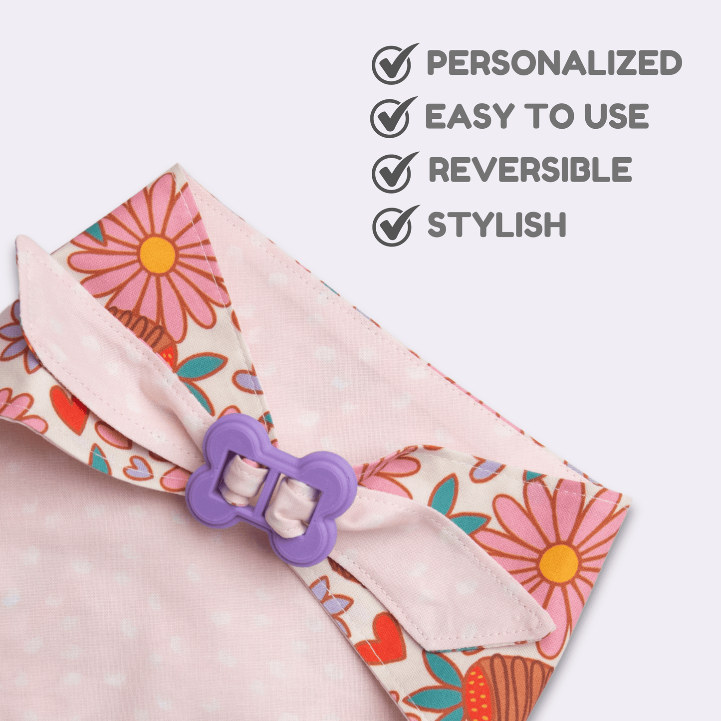 Dog bandana Reversible Chocolate Strawberry Dog Bandana - Life for Pawz - Bone Clasp