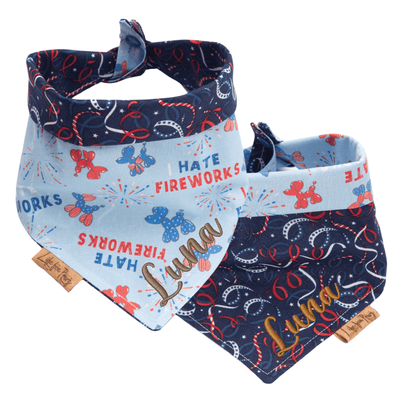 Dog bandana Reversible I Hate Fireworks Dog Bandana - Life for Pawz - Reversible Dog Bandana