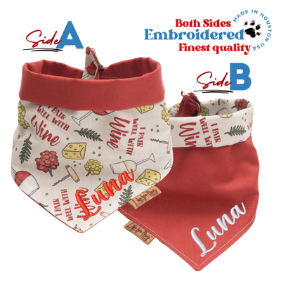 Dog bandana Reversible I Pair Well With Wine Dog Bandana - Life for Pawz - Reversible Dog Bandana