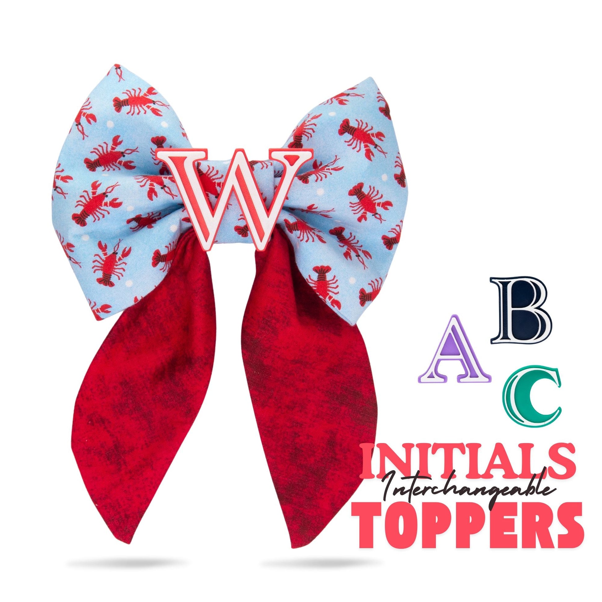 Sailor Bow Lobster Sailor Bow with Initial by Life for Pawz – Handmade for pets