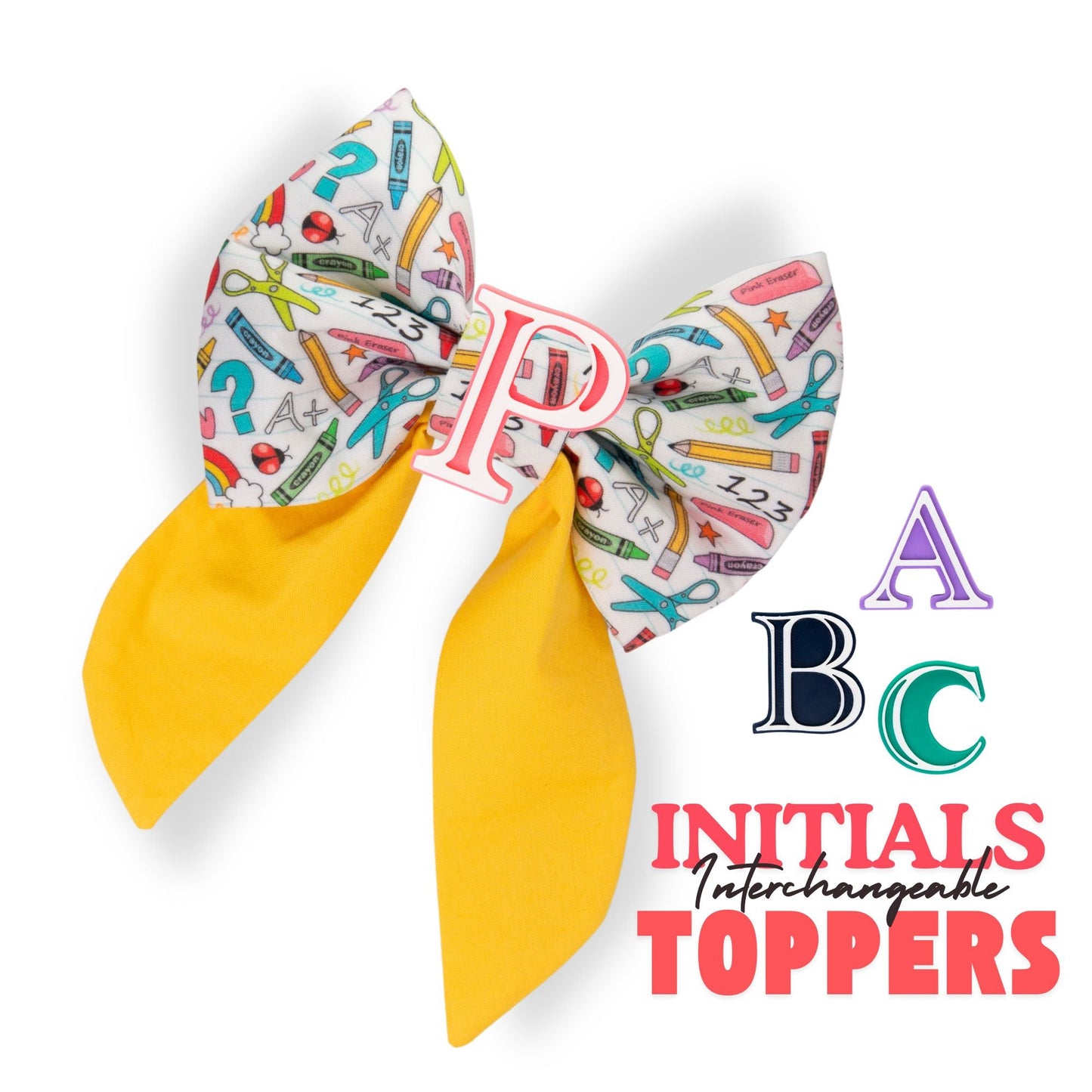 Sailor Bow School Sailor Bow with Initial by Life for Pawz – Handmade for pets