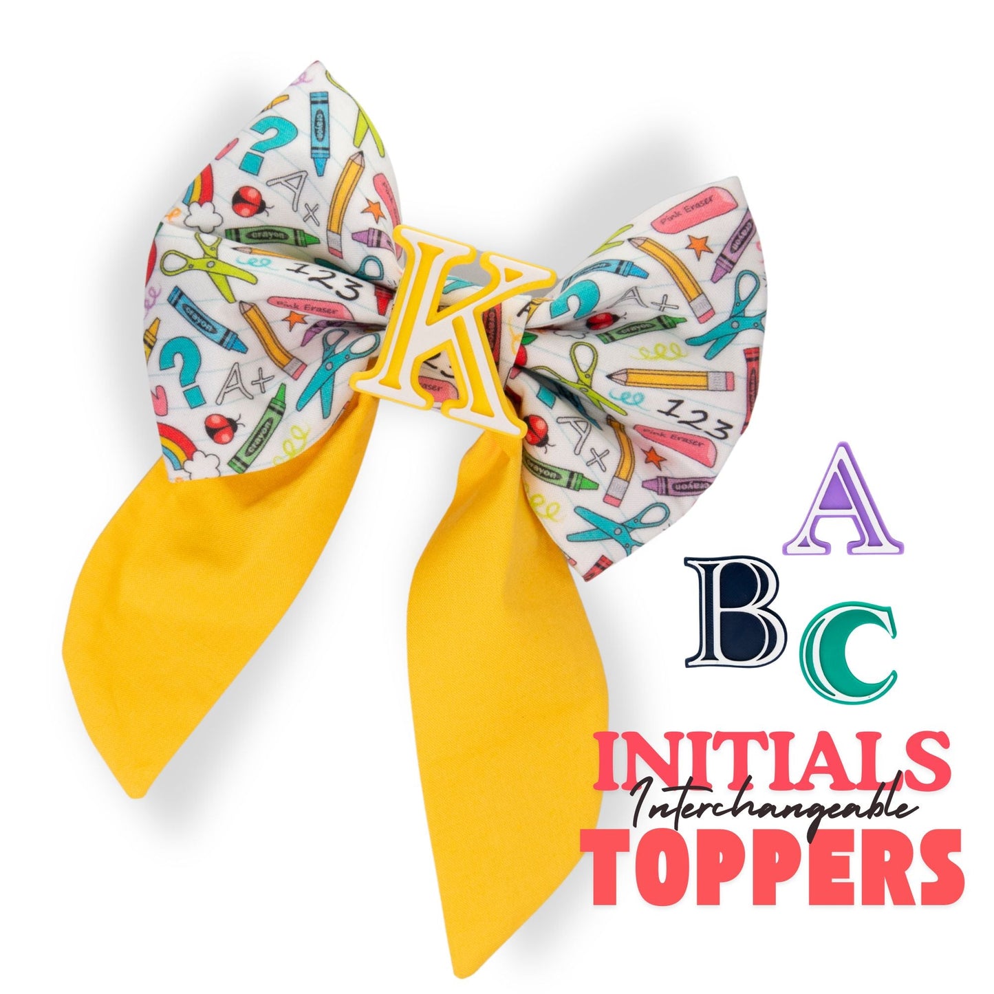 Sailor Bow School Sailor Bow with Initial by Life for Pawz – Handmade for pets