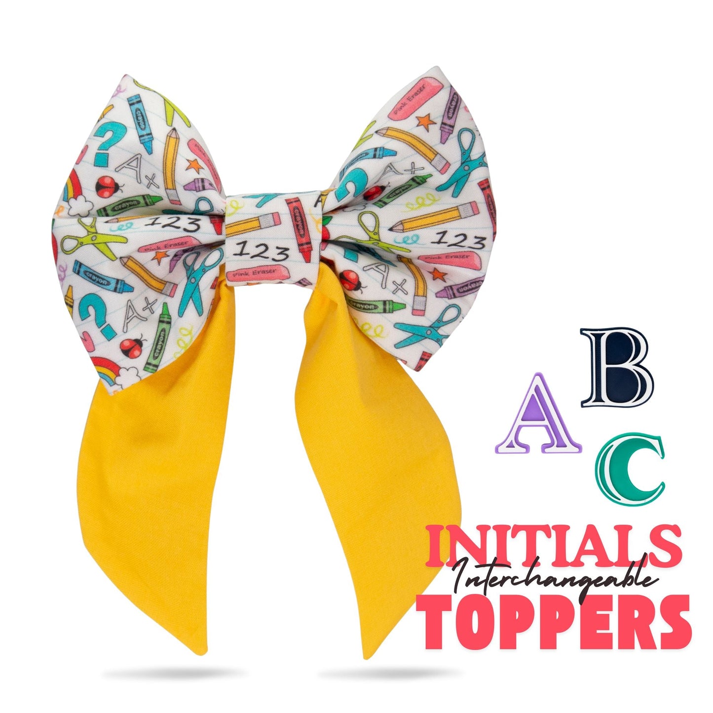Sailor Bow School Sailor Bow with Initial by Life for Pawz – Handmade for pets