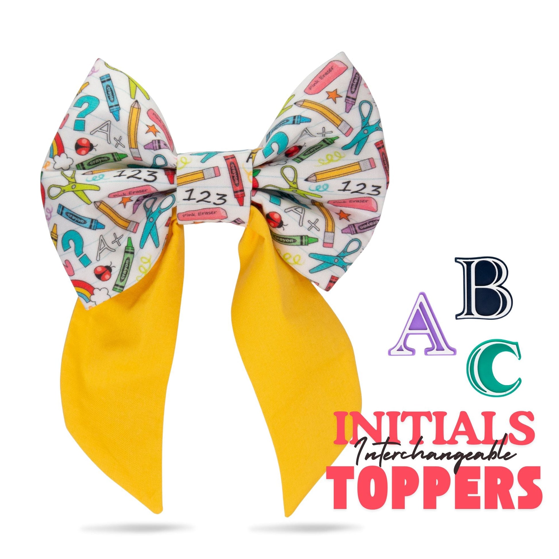 Sailor Bow School Sailor Bow with Initial by Life for Pawz – Handmade for pets