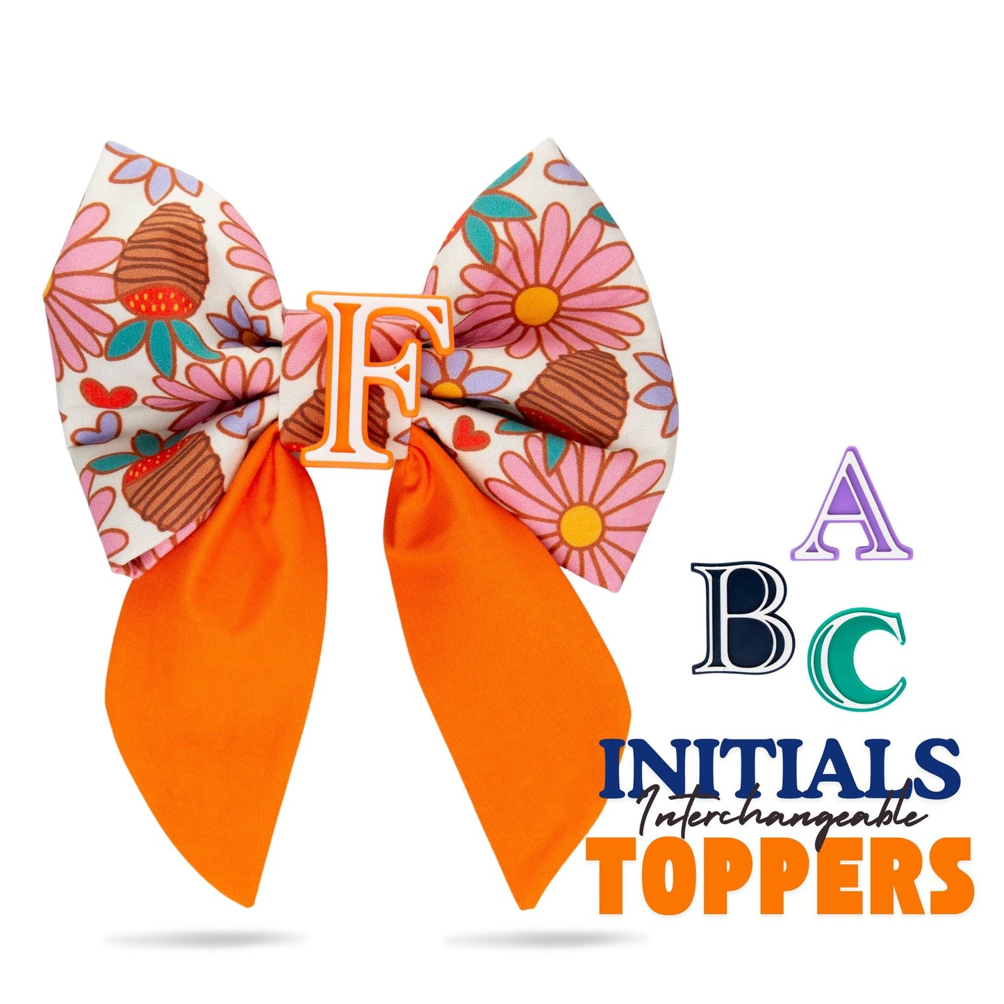 Sailor Bow Strawberry Daisy Sailor Bow with Initial by Life for Pawz – Handmade for pets