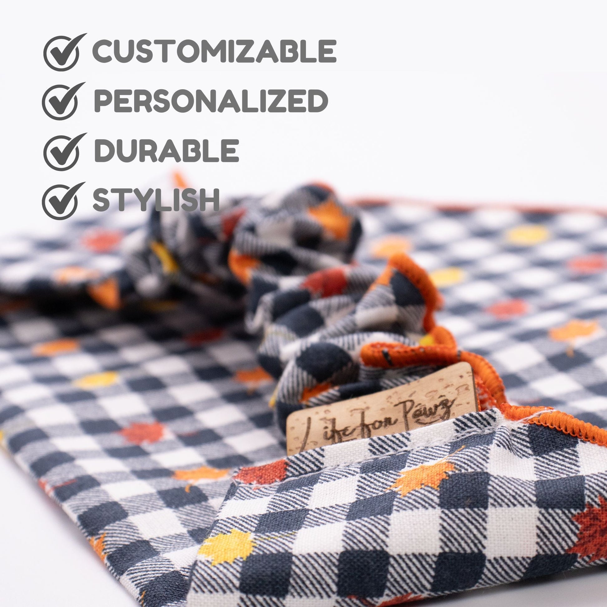 Scrunchie Bandanas Autumn Gingham by Life for Pawz – Handmade for pets