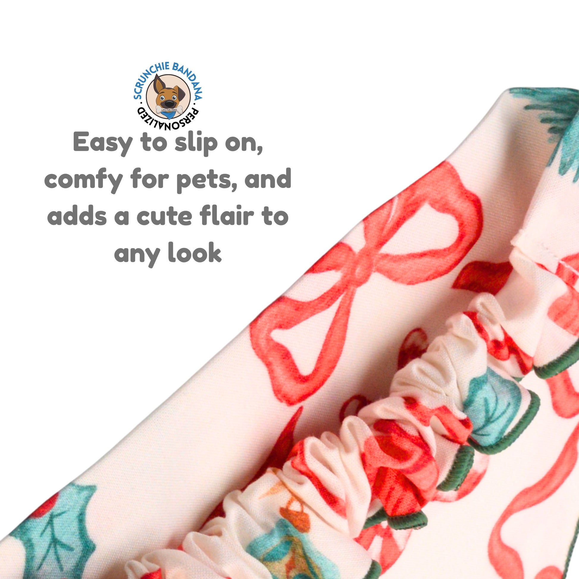 Scrunchie Bandanas Christmas Bows Scrunchie Bandana by Life for Pawz – Handmade for pets