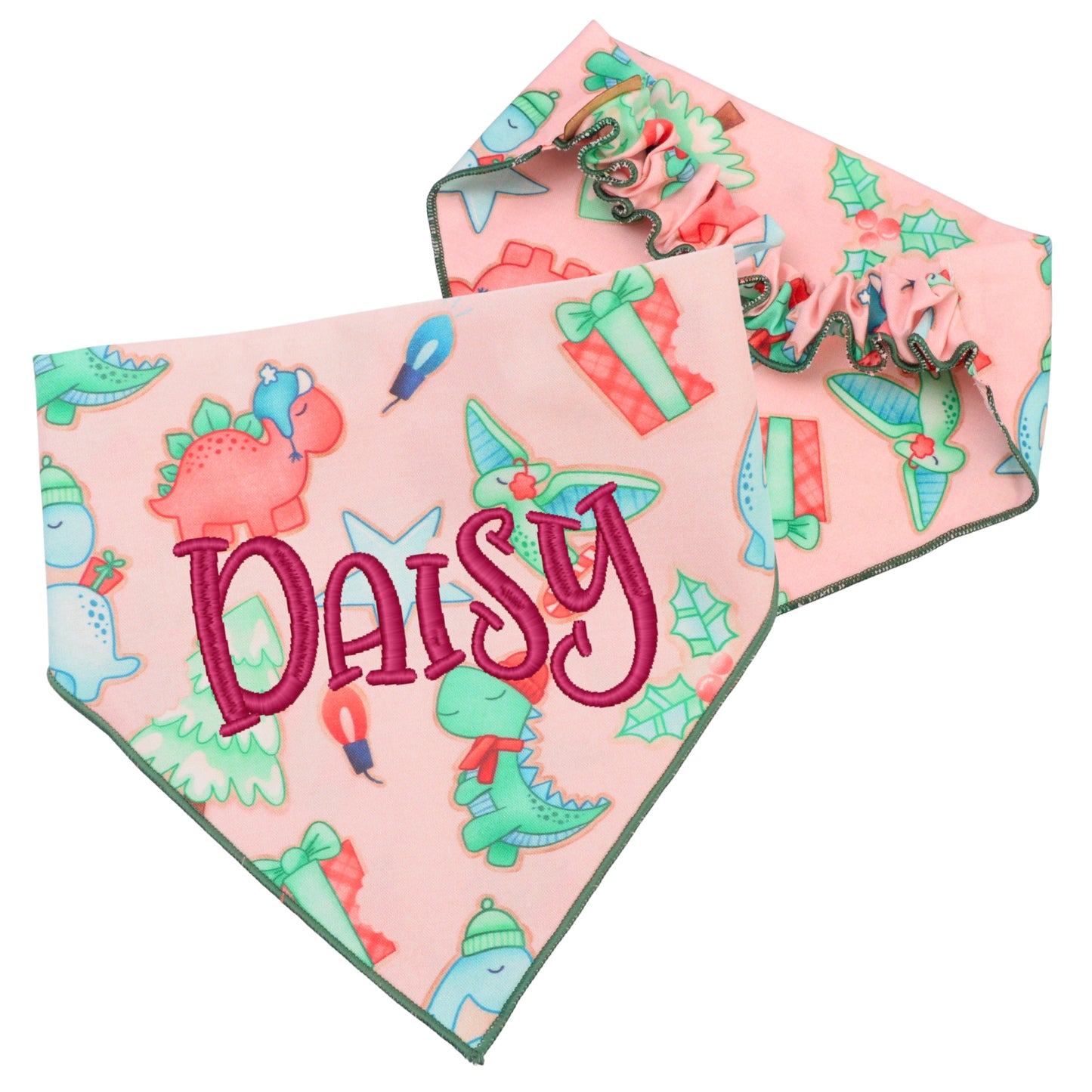 Scrunchie Bandanas Christmas Dinosaur Bandana by Life for Pawz – Handmade for pets