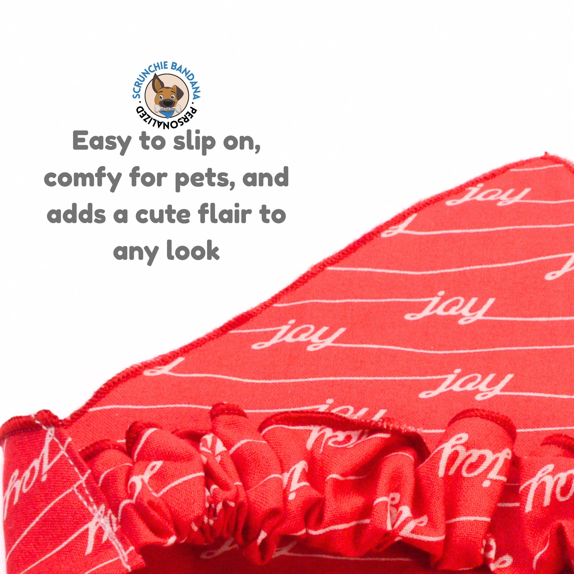 Scrunchie Bandanas Christmas Joy Scrunchie Bandana by Life for Pawz – Handmade for pets